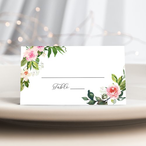 Soft Pink Floral Wedding Place Card