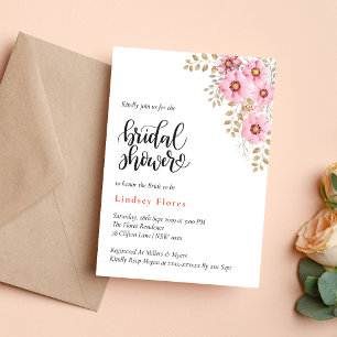Soft Pink Flowers and Greenery Bridal Shower Invitation