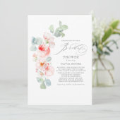 Soft Pink Flowers Elegant Boho Bridal Shower Invitation (Standing Front)
