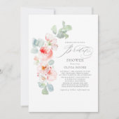 Soft Pink Flowers Elegant Boho Bridal Shower Invitation (Front)