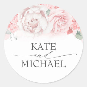 Soft Pink Flowers Elegant Romantic Spring Garden Classic Round Sticker