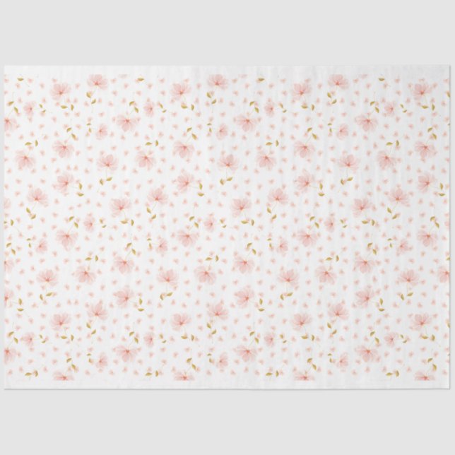Soft Pink Flowers Petals Tissue Paper (Front)