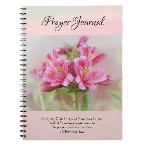 Soft Pink Flowers Prayer Journal Spiral Notebook