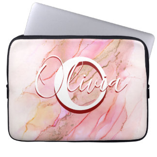 Soft Pink Fluid Alcohol Ink Laptop Sleeve