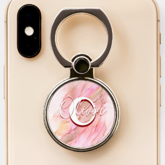Soft Pink Fluid Alcohol Ink Phone Ring Stand