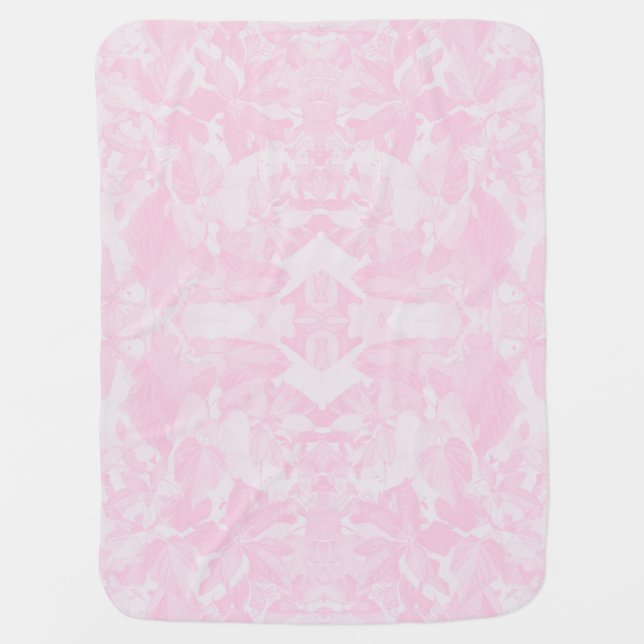 Soft pink foliage design baby blanket (Front)
