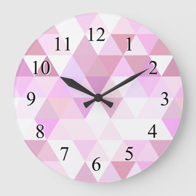 Soft Pink Geometric Triangle Pattern Large Clock (Front)