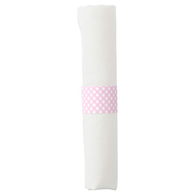 Soft Pink Gingham Pattern Napkin Bands (Front)