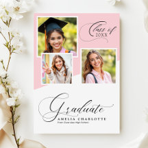 Soft Pink Girly Modern Photo Collage Graduation