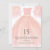 Soft Pink Glitter Dress Sweet 15 Quinceanera Party Invitation (Front)