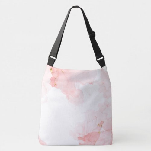 Soft Pink Glitter Watercolor Background Crossbody Bag