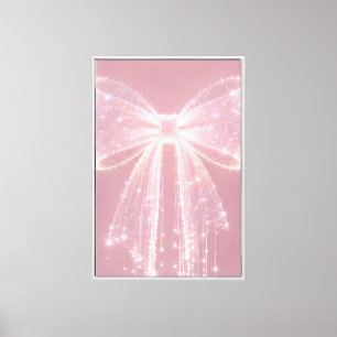 Soft Pink Glowing Bow Sparkle Dreamy Light Art Canvas Print