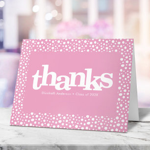 Soft pink graduation bold simple modern typography thank you card