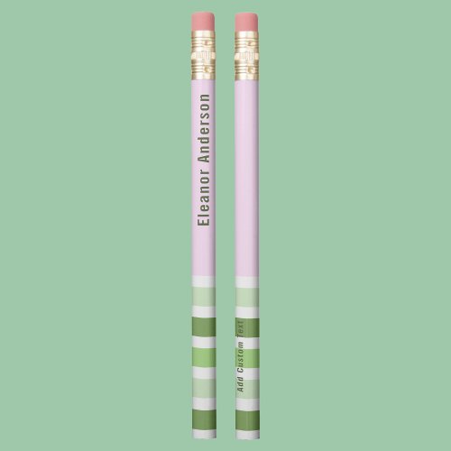 Soft Pink Green Stripes Pastel Modern Custom Kids  Pencil