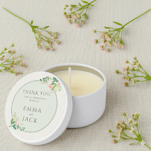 Soft pink greenery names wedding mini candle favors