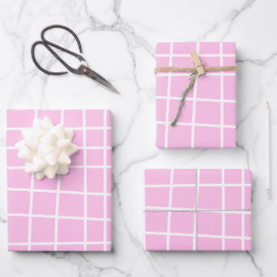 Soft Pink Grid Abstract Pattern Wrapping Paper Sheets