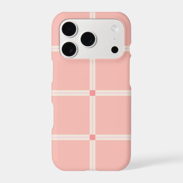 Soft Pink Grid Pattern with Coral Accent  Case-Mate iPhone Case (Back)
