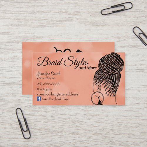 Soft Pink Hair Braiding Business Card