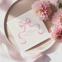 Soft Pink Hand Drawn Bow Bridal Shower Napkins