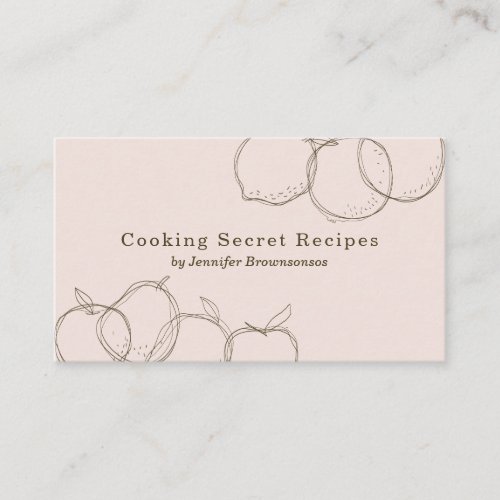 Soft Pink handmade fruit sketch bakery recipe Business Card