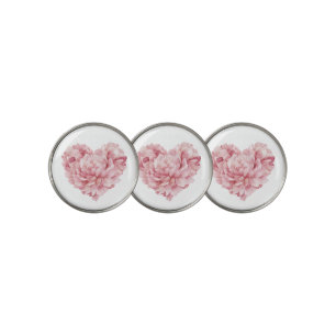Soft Pink Heart Flower Golf Ball Marker