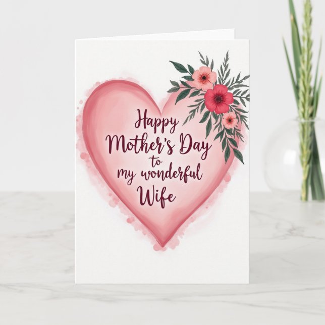 Soft Pink Heart Mothers Day Card (Front)