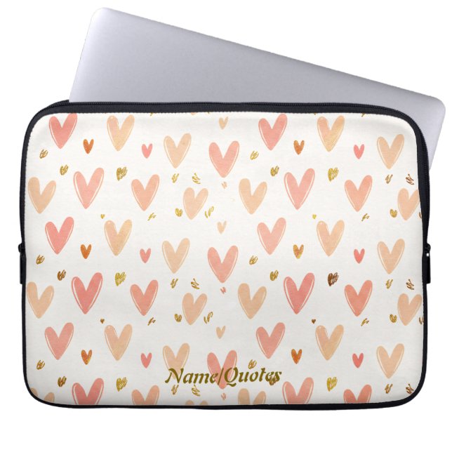 Soft Pink Hearts Seamless Pattern Laptop Sleeve (Front)