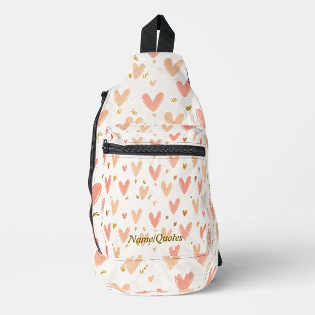 Soft Pink Hearts Seamless Pattern Sling Bag (Front)