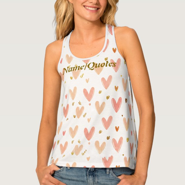 Soft Pink Hearts Seamless Pattern Tank Top (Front)
