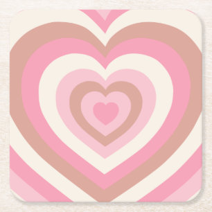 Soft Pink Hearts Square Paper Coaster