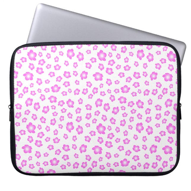Soft Pink Hibiscus Floral Laptop Sleeve (Front)