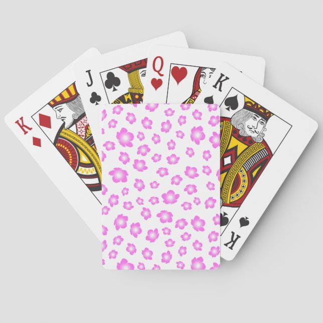 Soft Pink Hibiscus Floral Poker Cards (Back)