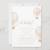Soft-Pink Hot Air Balloon Baby Shower Invitation (Front)