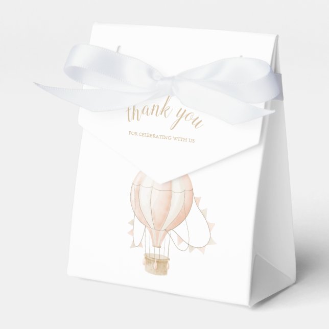 Soft-Pink Hot Air Balloon Favor Box (Front Side)