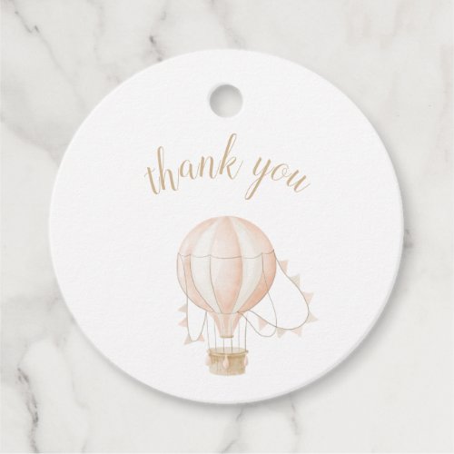 Soft_Pink Hot Air Balloon Round Gift Tags