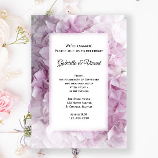 Soft Pink Hydrangea Engagement Party Invitation