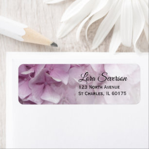 Soft Pink Hydrangea Floral Return Address Label