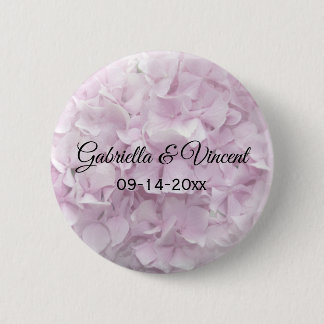 Soft Pink Hydrangea Floral Wedding Pinback Button