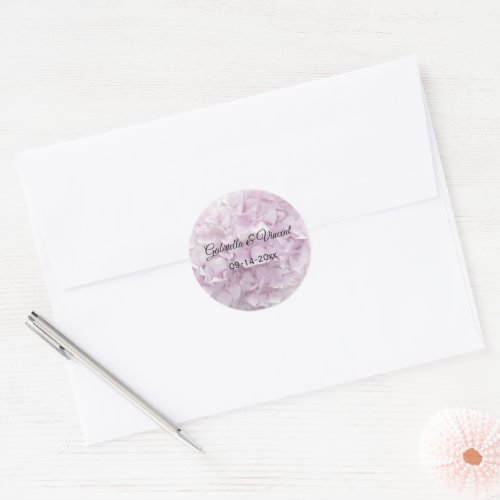 Soft Pink Hydrangea Flower Wedding Classic Round Sticker