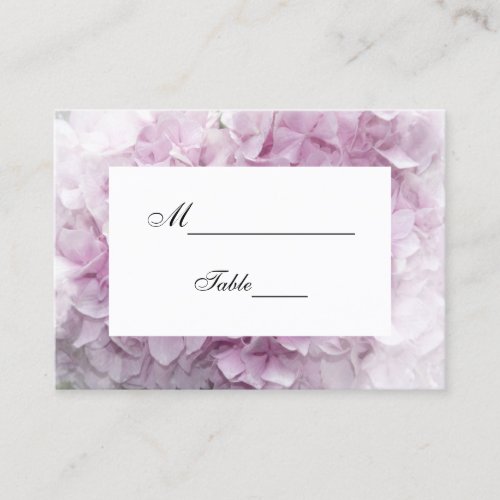 Soft Pink Hydrangea Flower Wedding Place Card