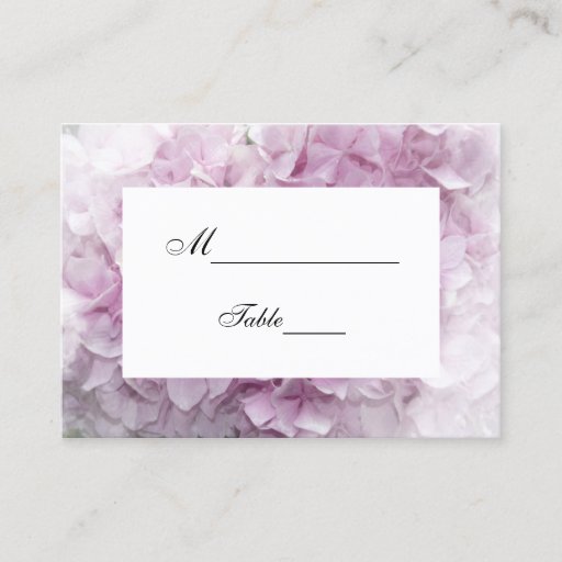 Customizable Soft Pink Hydrangea Wedding Place Card Business Cards