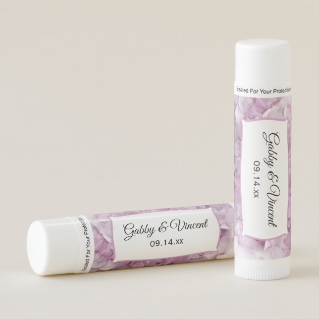 Soft Pink Hydrangea Flowers Wedding Favor Lip Balm (Front)