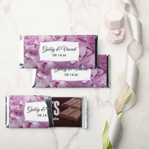 Soft Pink Hydrangea Flowers Wedding  Hershey Bar Favors