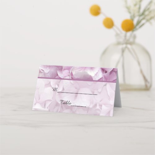 Soft Pink Hydrangea Flowers Wedding Place Card