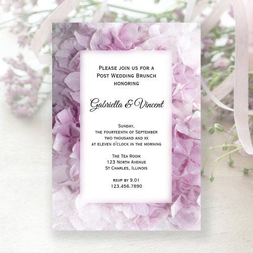 Soft Pink Hydrangea Post Wedding Brunch Invitation
