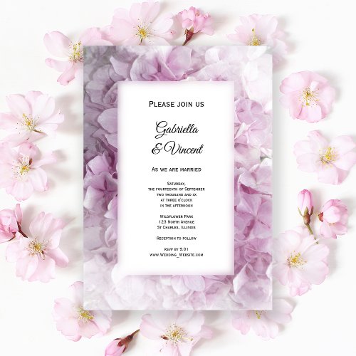Soft Pink Hydrangea Wedding Invitation