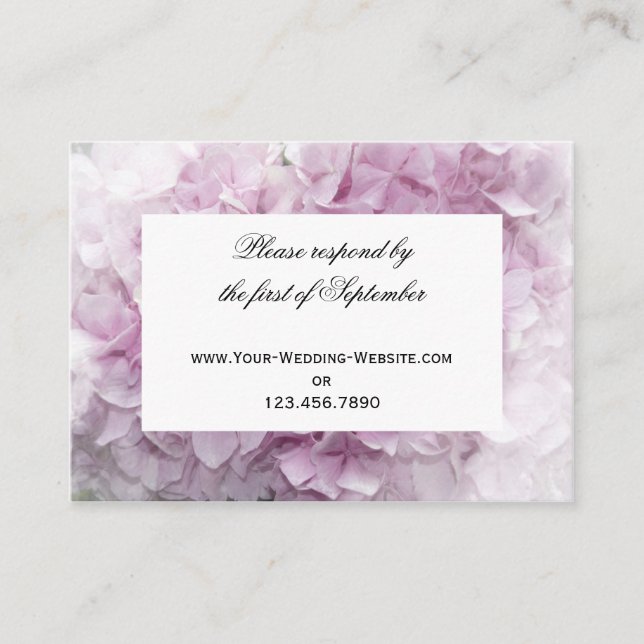 Soft Pink Hydrangea Wedding RSVP Response Card (Front)