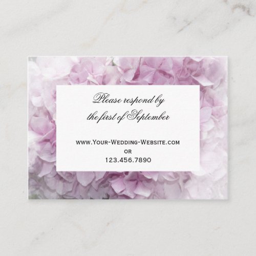 Soft Pink Hydrangea Wedding RSVP Response Card Business Card Templates