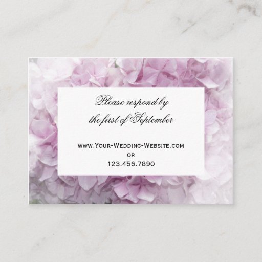 Customizable Soft Pink Hydrangea Wedding RSVP Response Card Business Card Templates