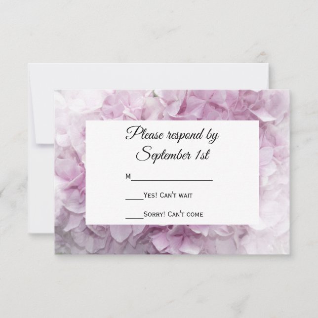 Soft Pink Hydrangea Wedding RSVP Response Card (Front)